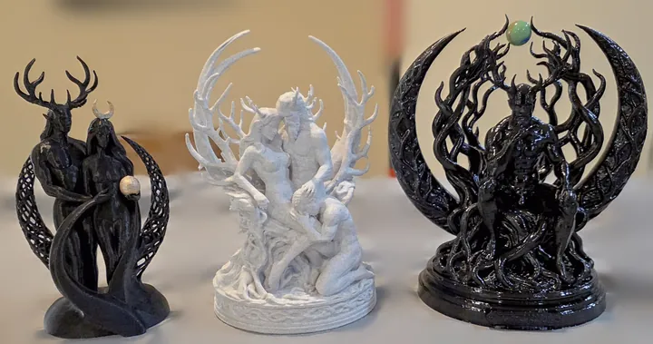 Three on the Table, black, white, black. 3D printed by Foolish Form.