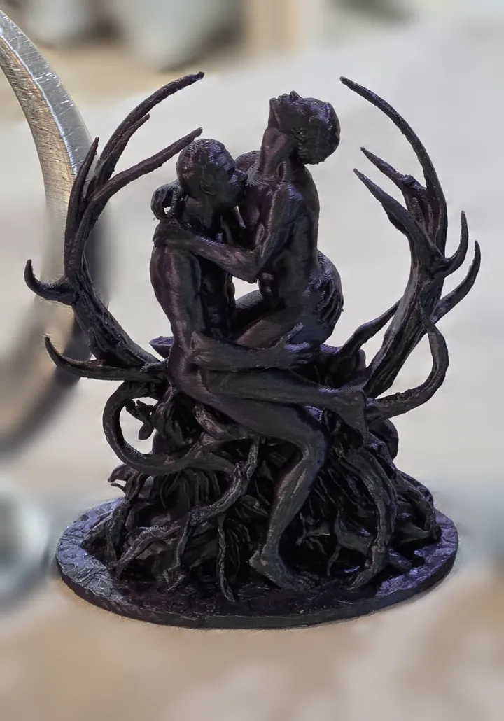 Ebony Embrace, black. 3D printed by Foolish Form.