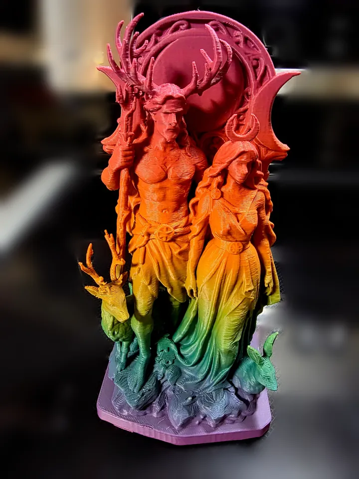 Three Moons, sunset gradient. 3D printed by Foolish Form.