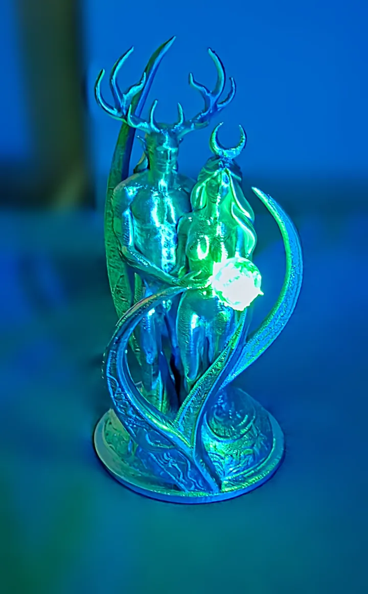 Held Light, under blacklight. 3D printed by Foolish Form.